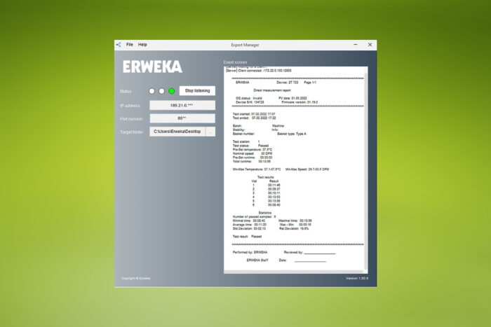 Physical Tester Software Export Manager